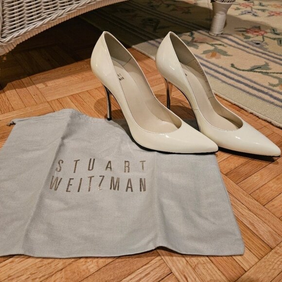 Stuart Weitzman White Patent 4 Inch Heel - Picture 2 of 13